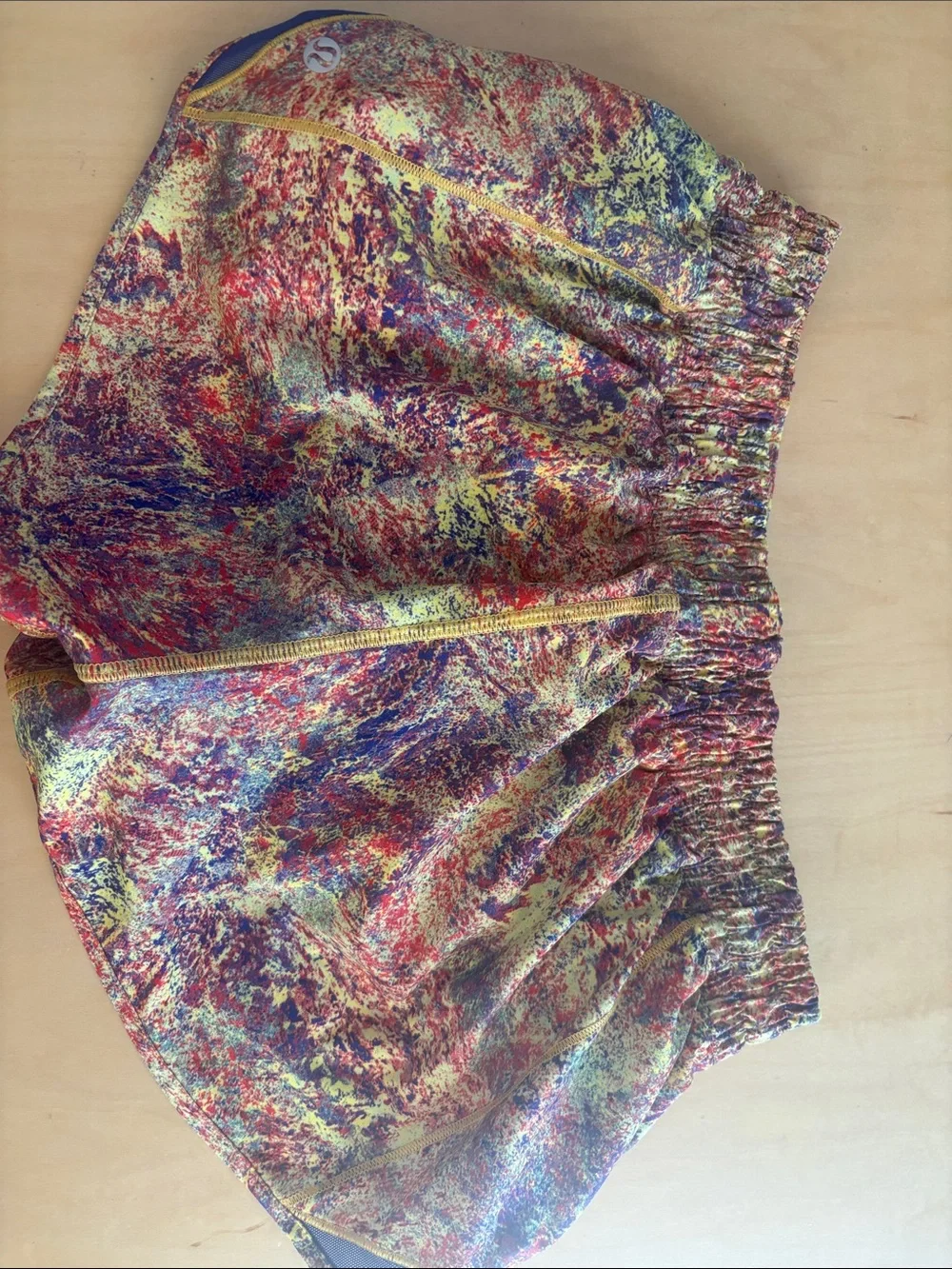 lululemon athletica Multicolor Speckle Print Shorts with Blue Trim